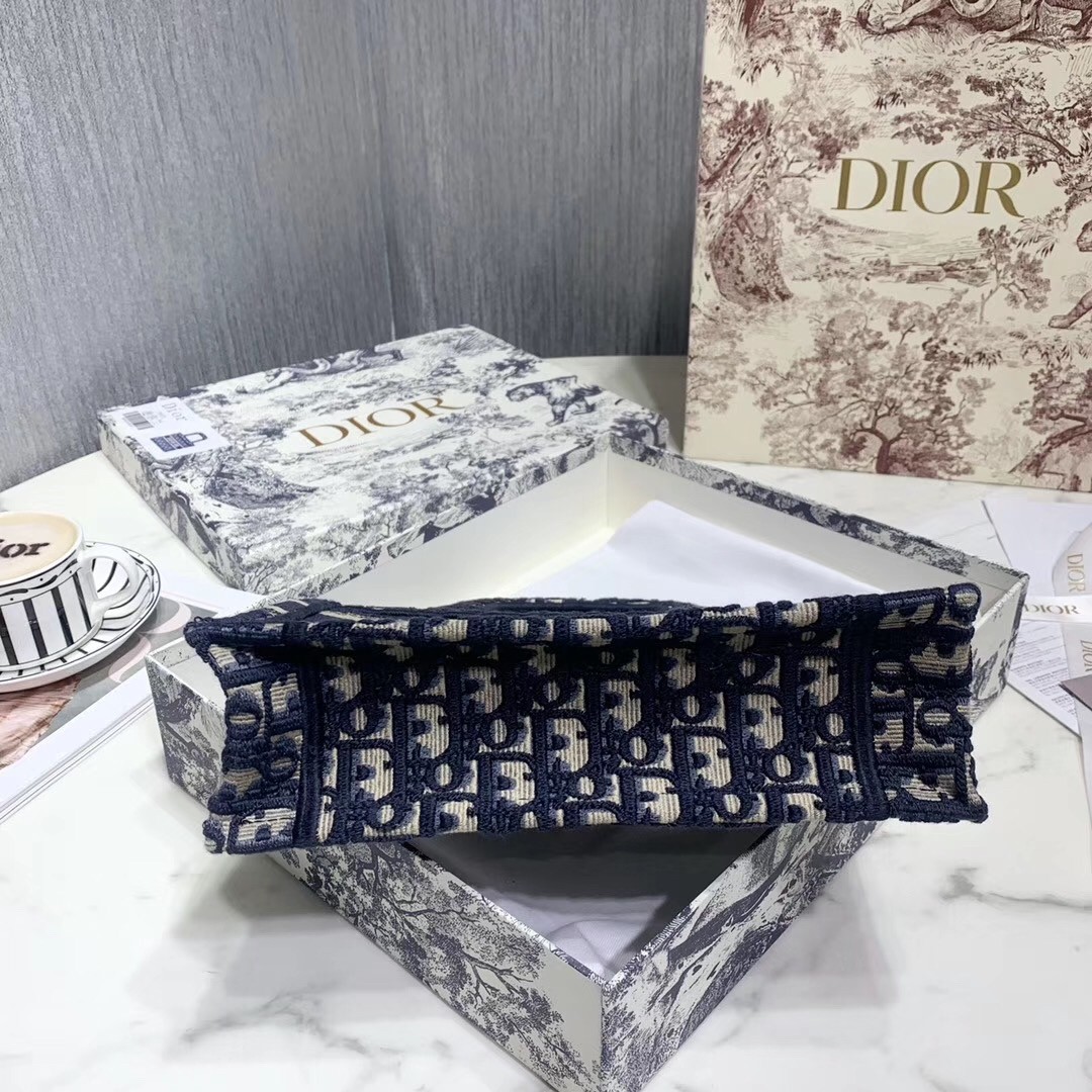 D*or mini book tote bag in blue oblique canvas