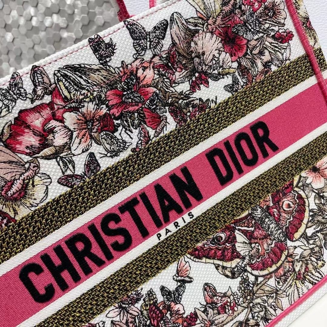 D*or small book tote in multicolor butterfly embroidery