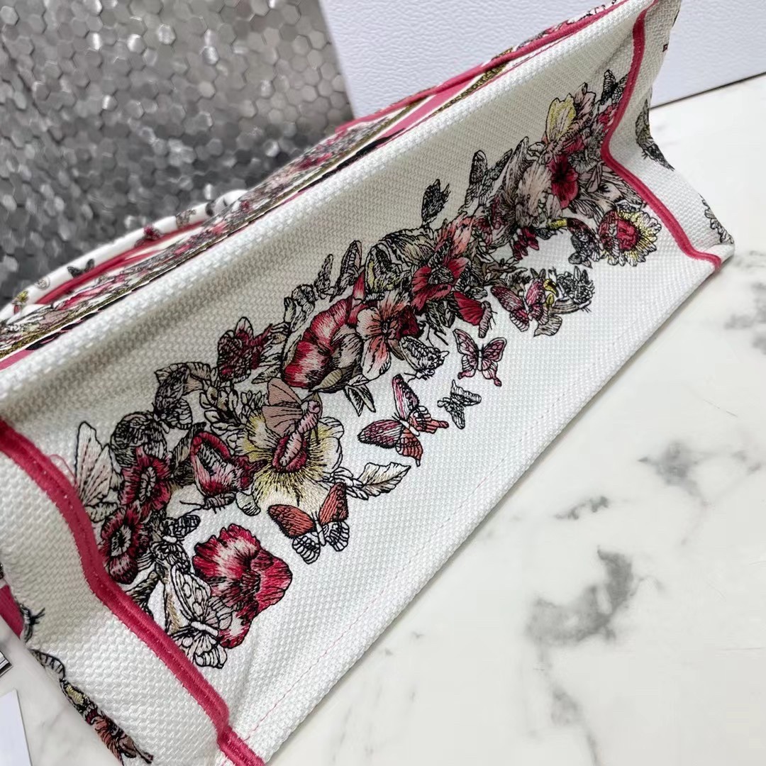D*or small book tote in multicolor butterfly embroidery