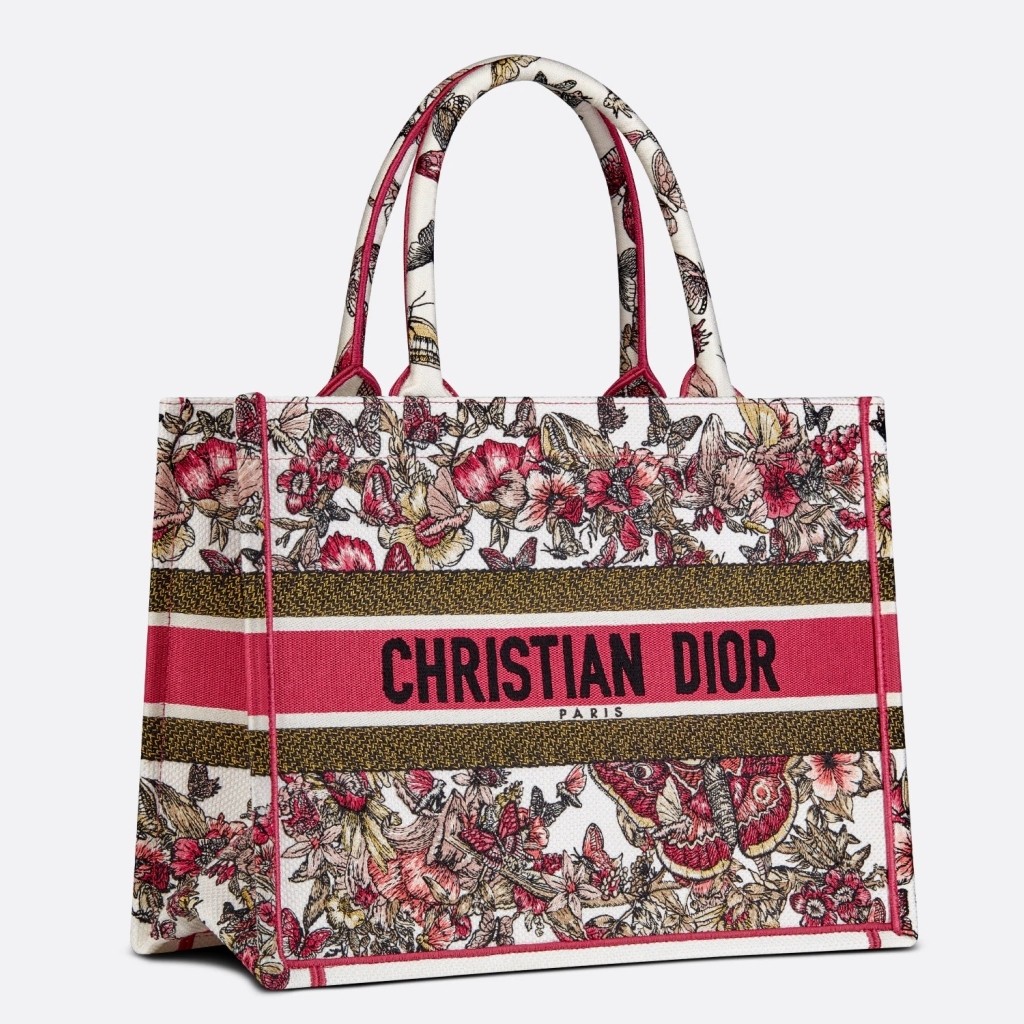 D*or small book tote in multicolor butterfly embroidery