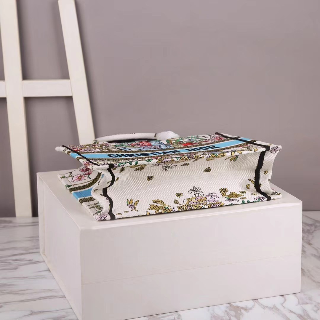 D*or medium book tote in latte d-constellation embroidery