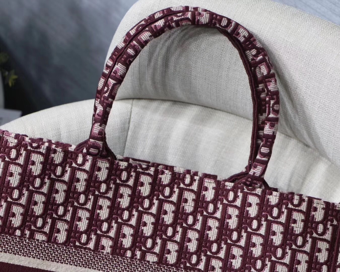D*or small book tote bag in bordeaux oblique canvas