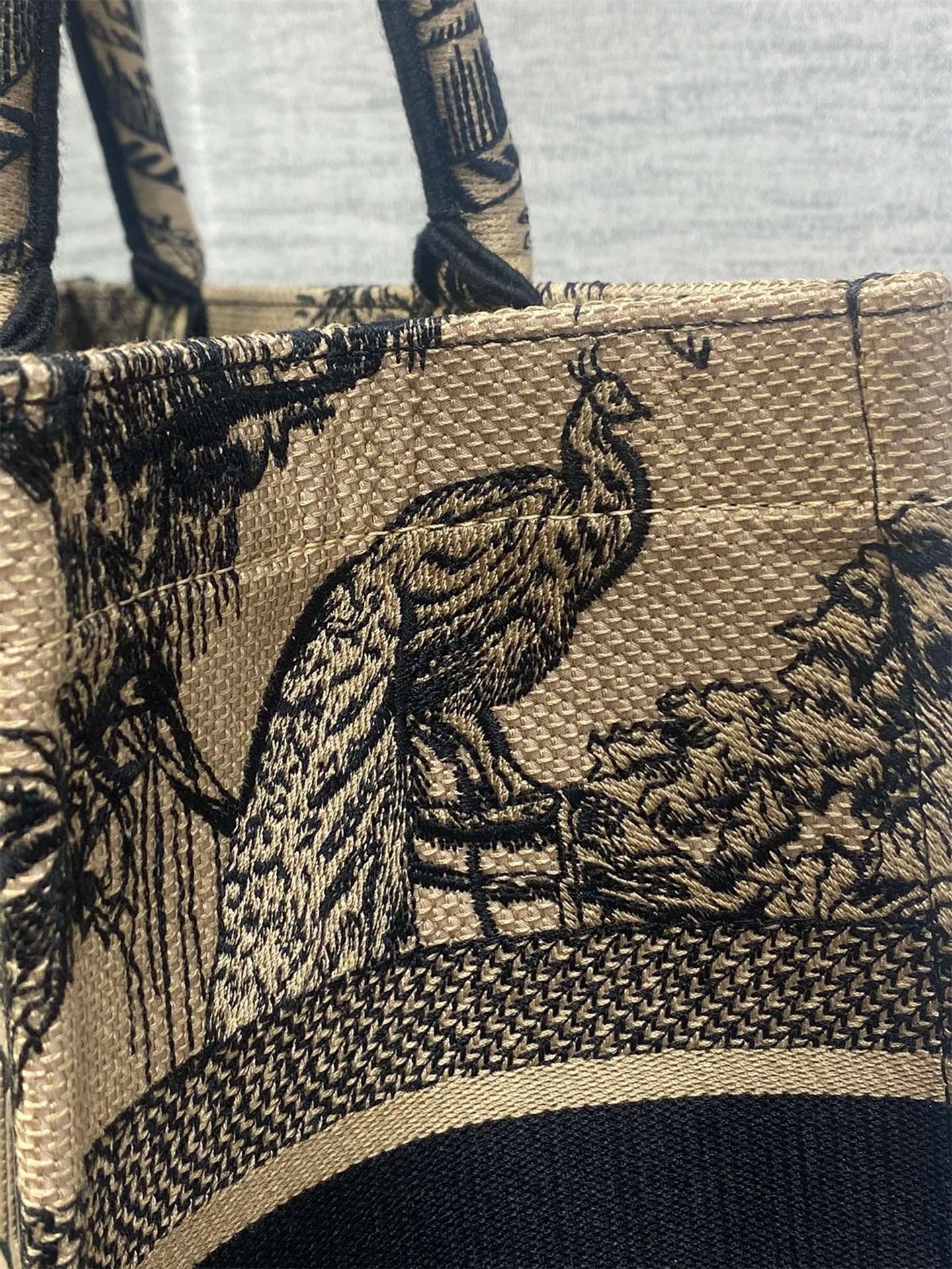 D*or medium book tote bag in beige toile de jouy voyage embroidery