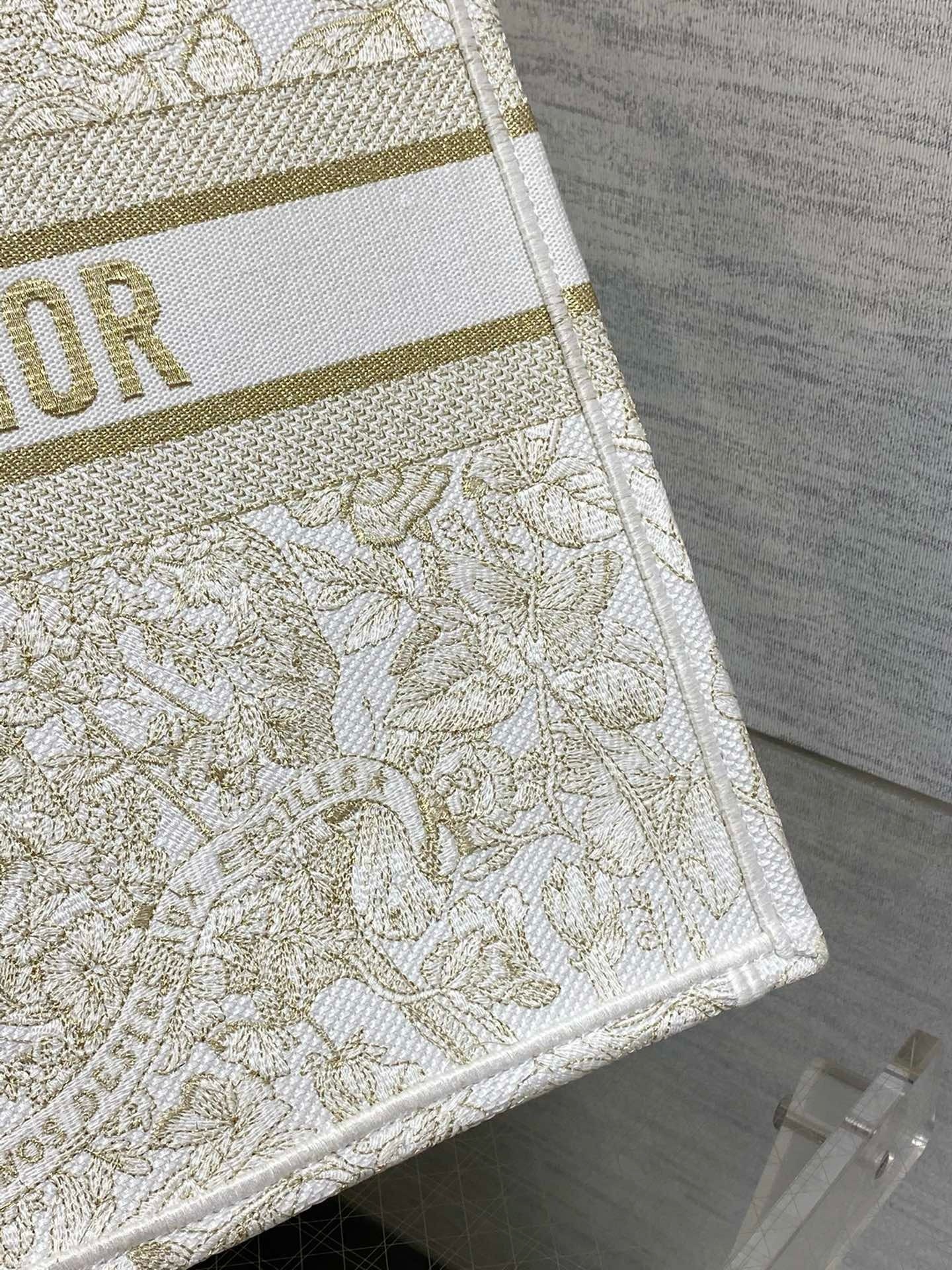 D*or large book tote bag in butterfly around the world embroidery