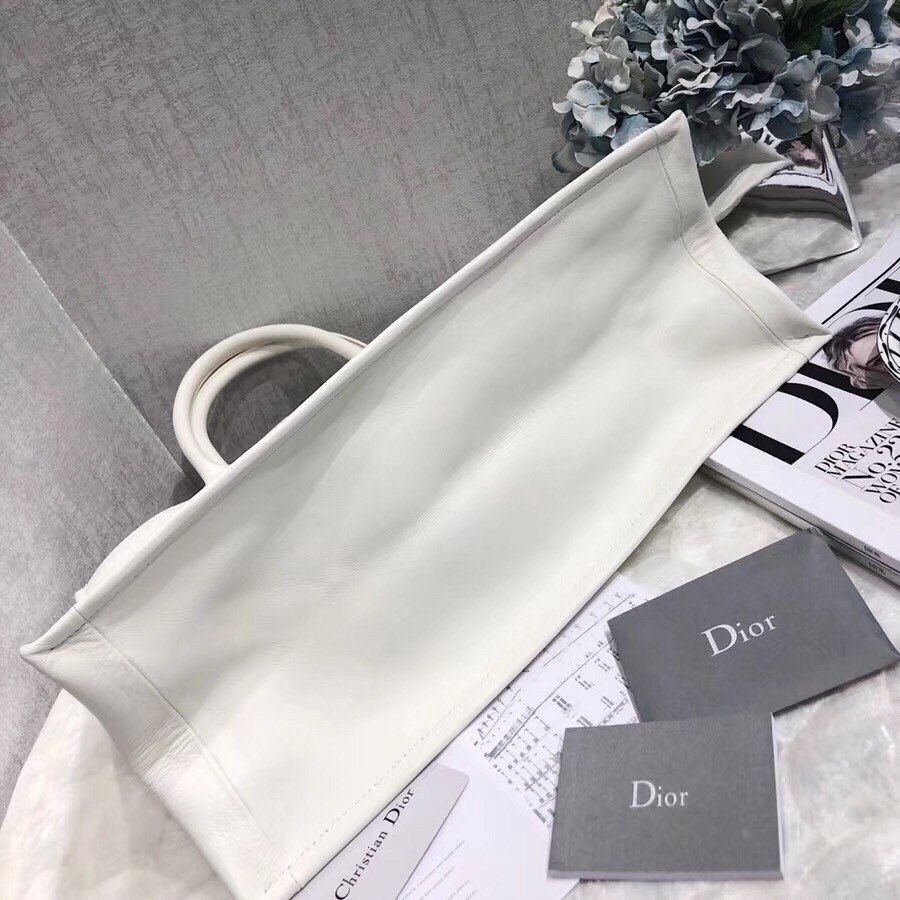 D*or book tote bag in white surrealism printed calfskin