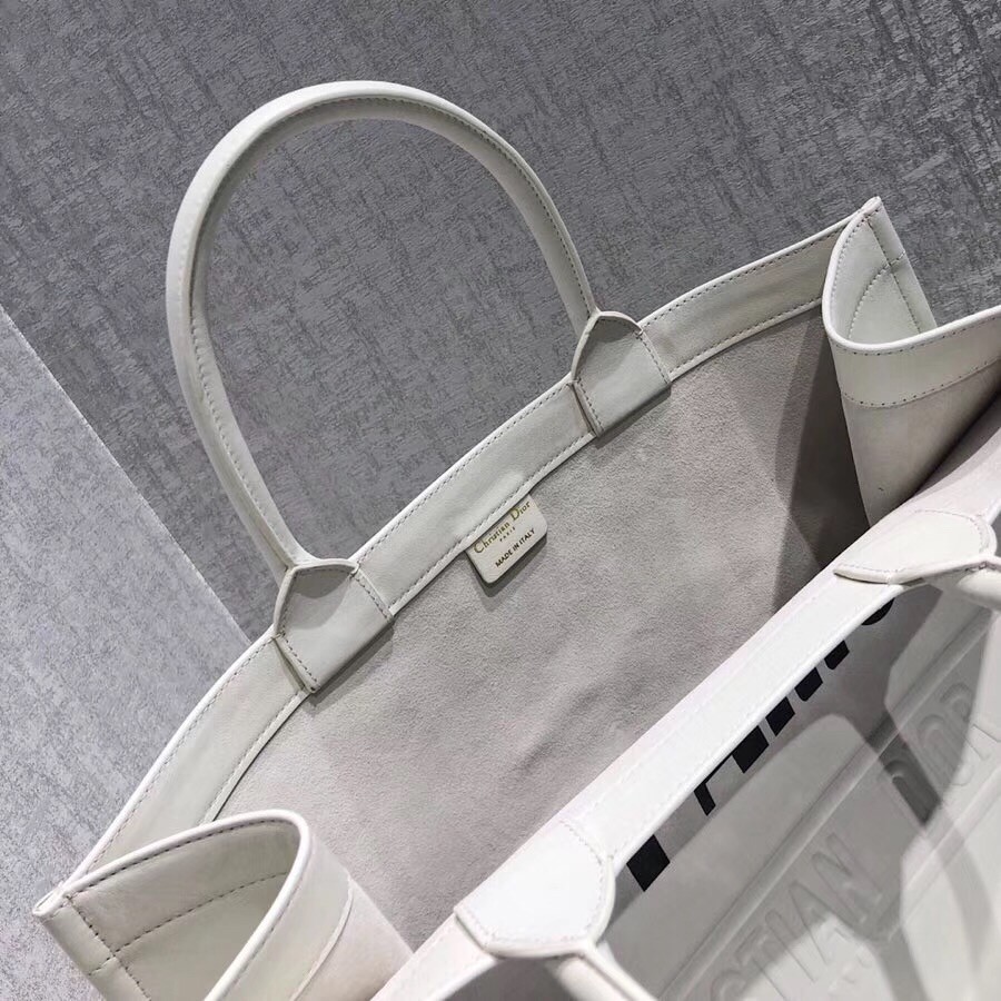 D*or book tote bag in white surrealism printed calfskin