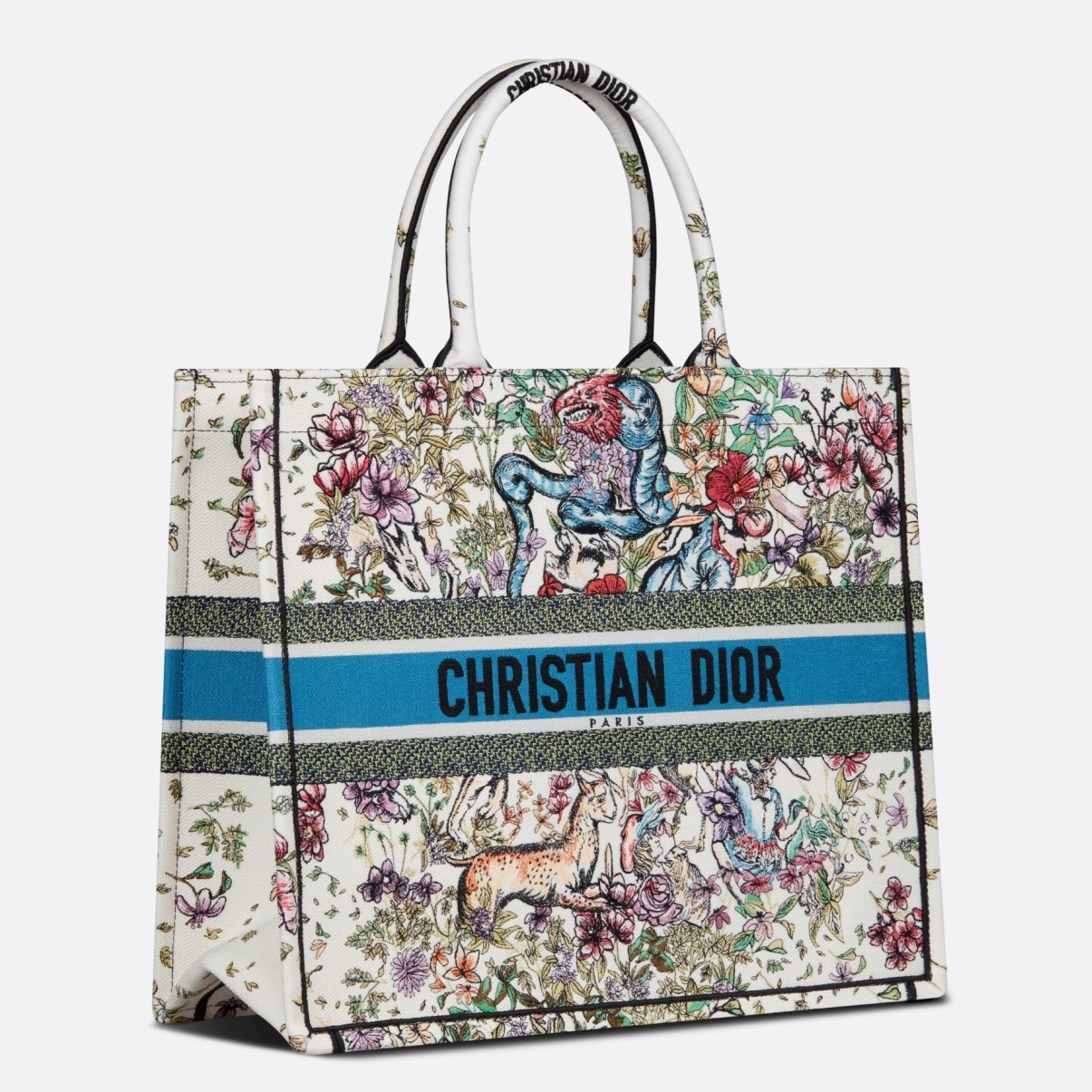 D*or large book tote in latte d-constellation embroidery