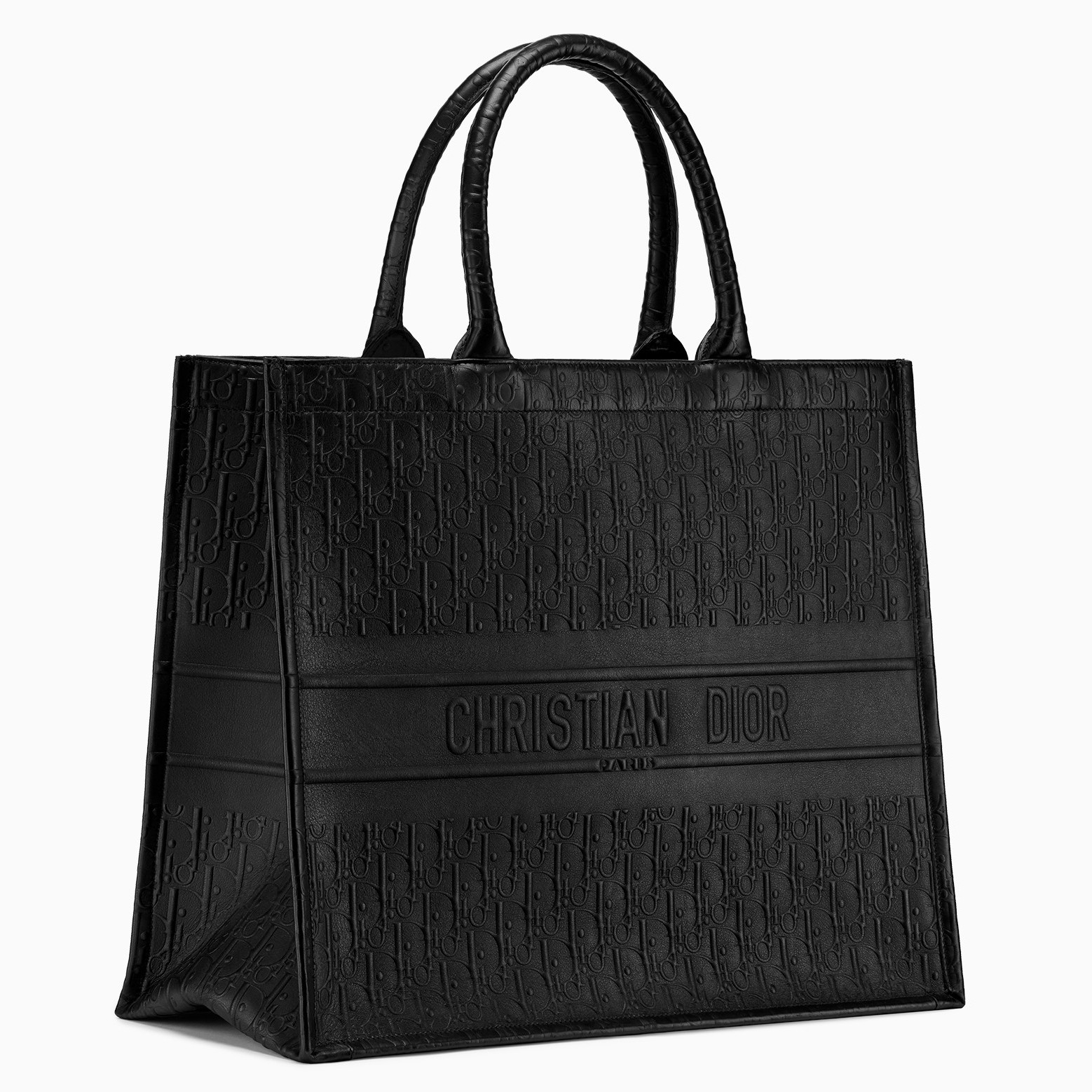 D*or book tote bag in black oblique embossed calfskin