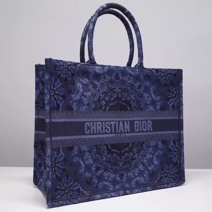 D*or book tote bag in blue kaleiD*orscopic canvas