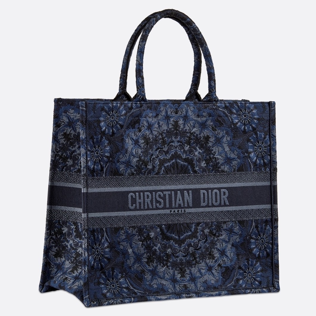 D*or book tote bag in blue kaleiD*orscopic canvas