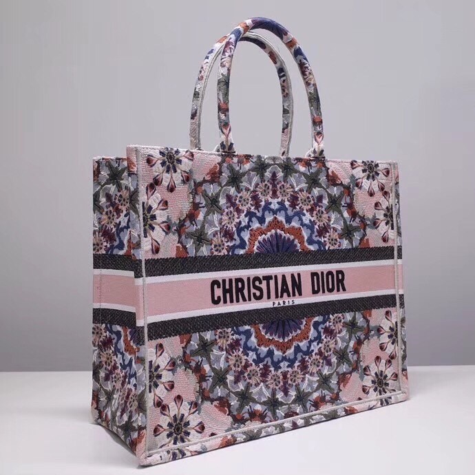 D*or book tote bag in pink kaleiD*orscopic canvas