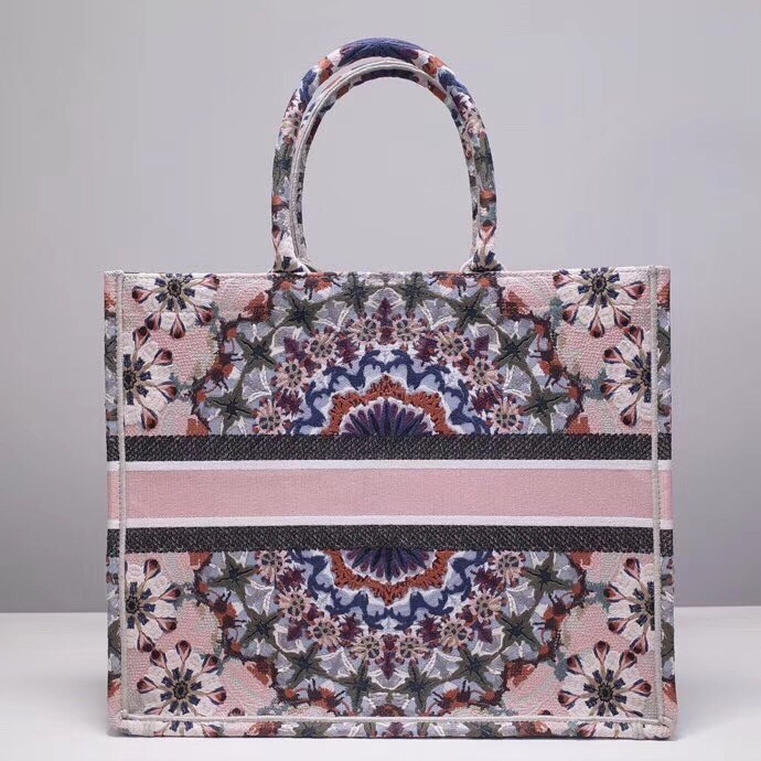 D*or book tote bag in pink kaleiD*orscopic canvas