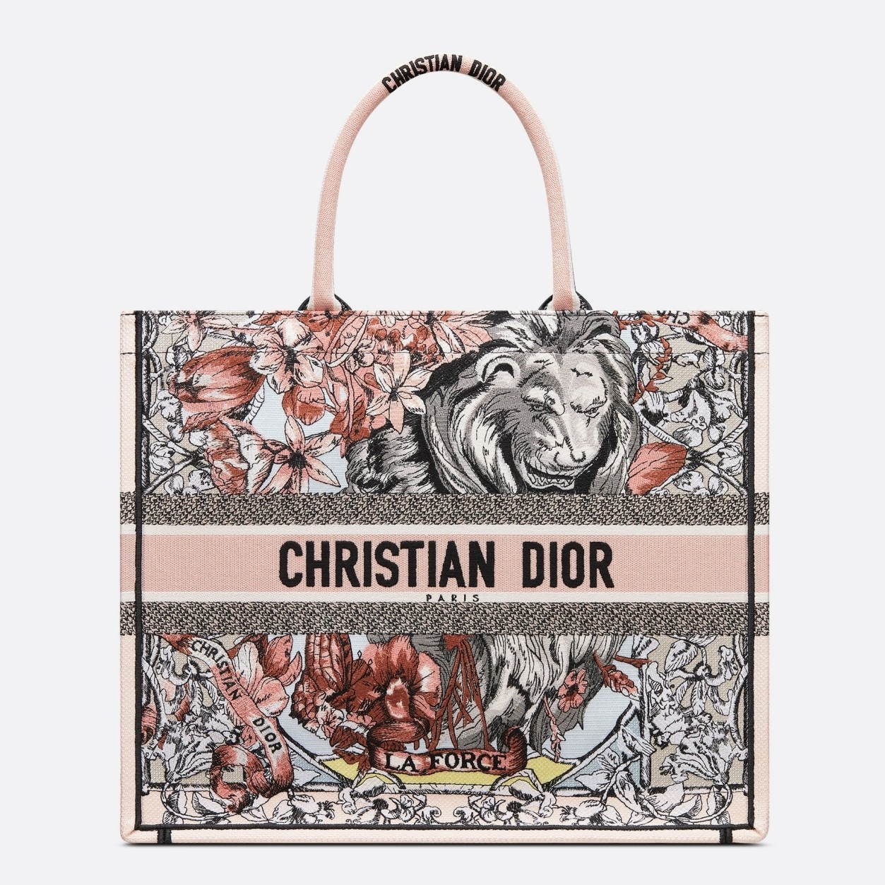 D*or book tote bag in multicolor la force embroidery