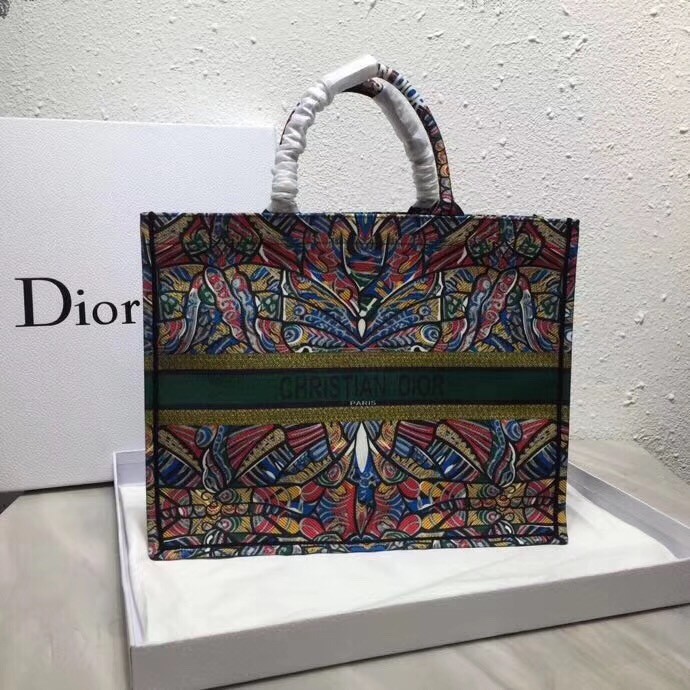 D*or book tote bg in butterfly multicolor canvas