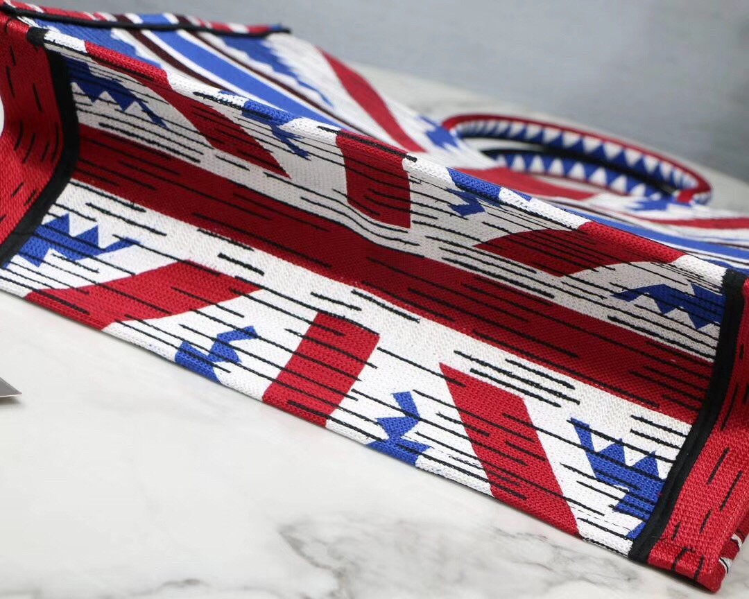 D*or book tote bag in french flag embroidered canvas