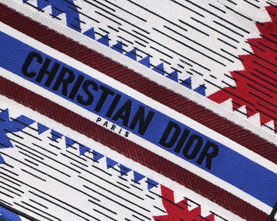D*or book tote bag in french flag embroidered canvas