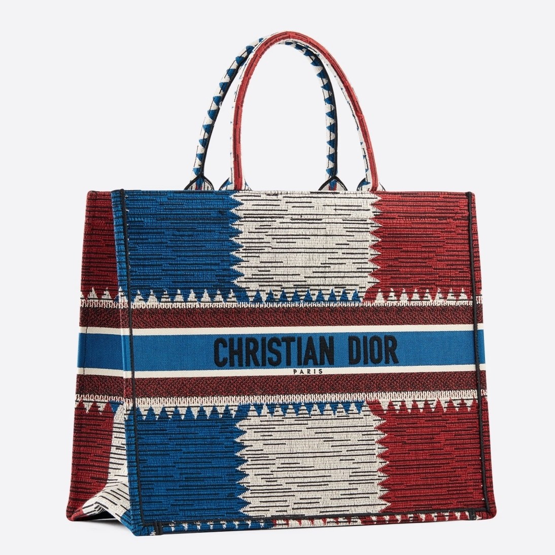 D*or book tote bag in french flag embroidered canvas