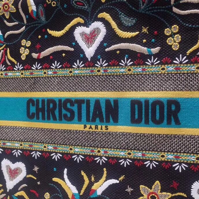 D*or book tote bag in flowers and hearts canvas