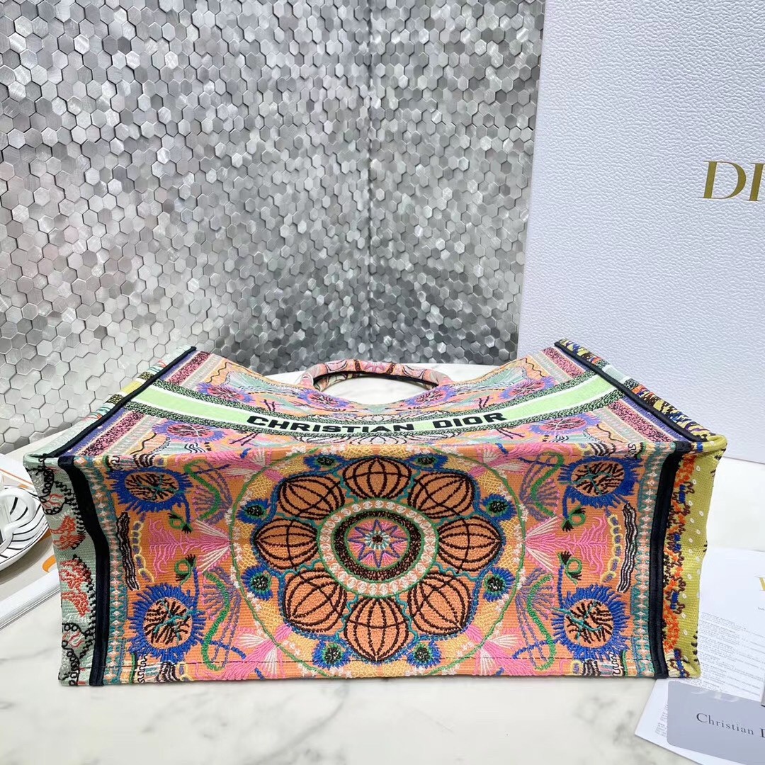 D*or book tote bag in multicolor lights embroidery