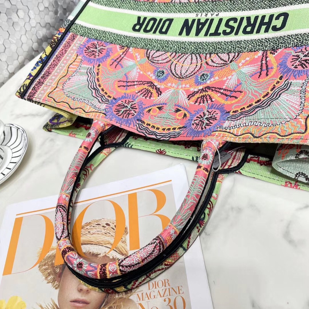 D*or book tote bag in multicolor lights embroidery