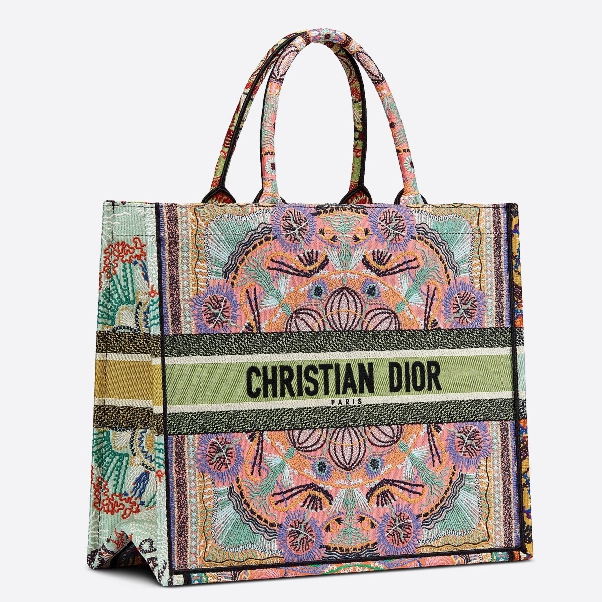 D*or book tote bag in multicolor lights embroidery