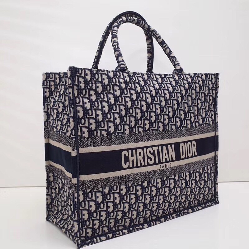 D*or book tote bag in blue oblique canvas