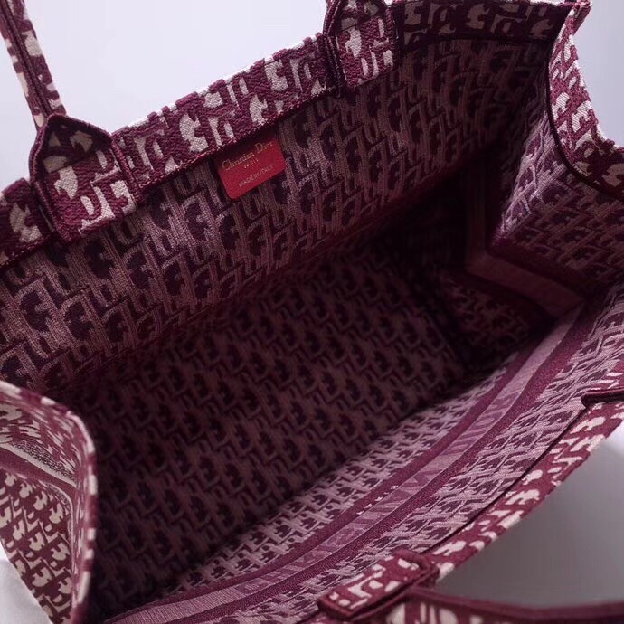 D*or book tote bag in bordeaux oblique canvas