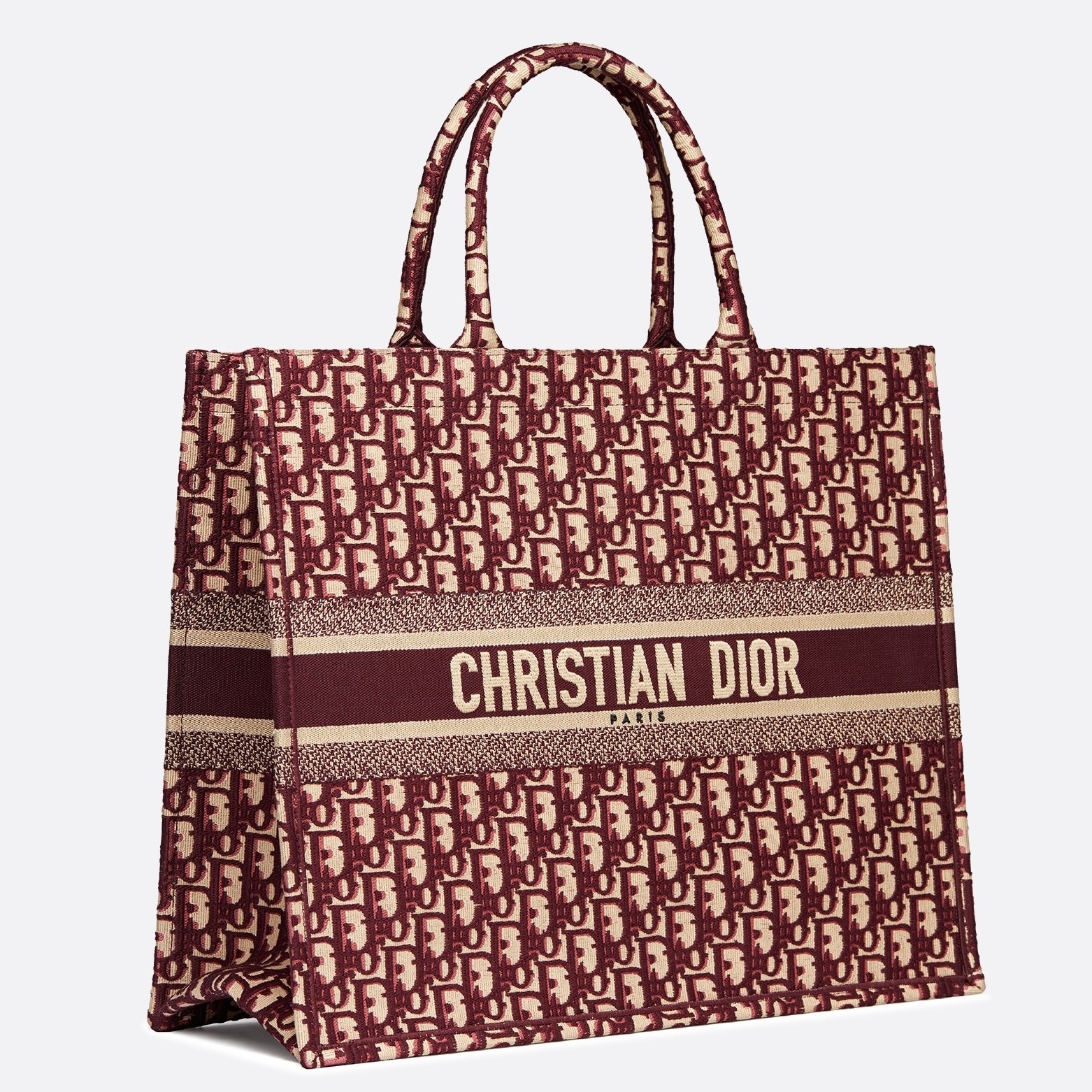 D*or book tote bag in bordeaux oblique canvas