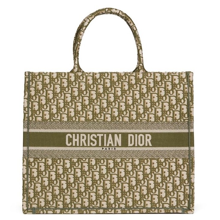 D*or book tote bag in green oblique canvas