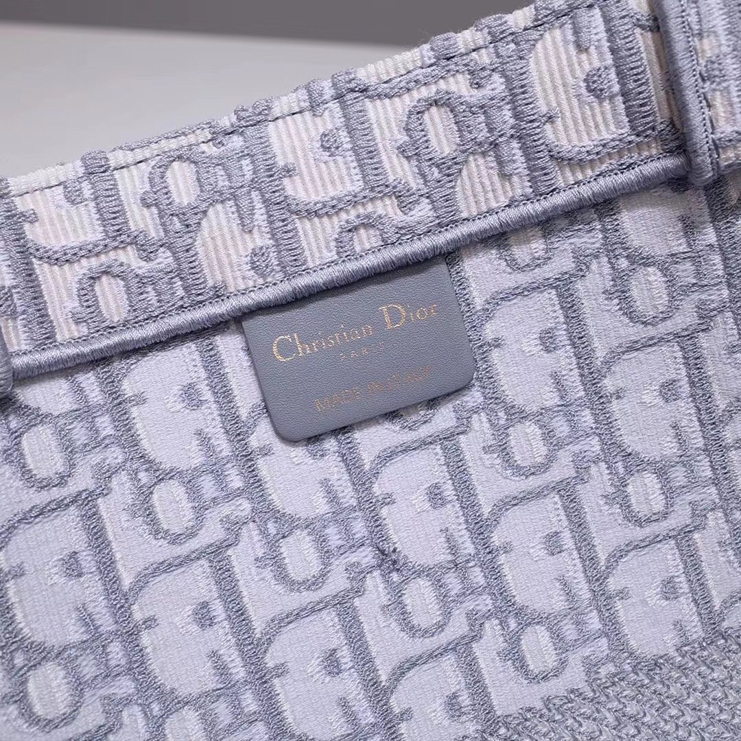 D*or book tote bag in grey oblique embroidery canvas