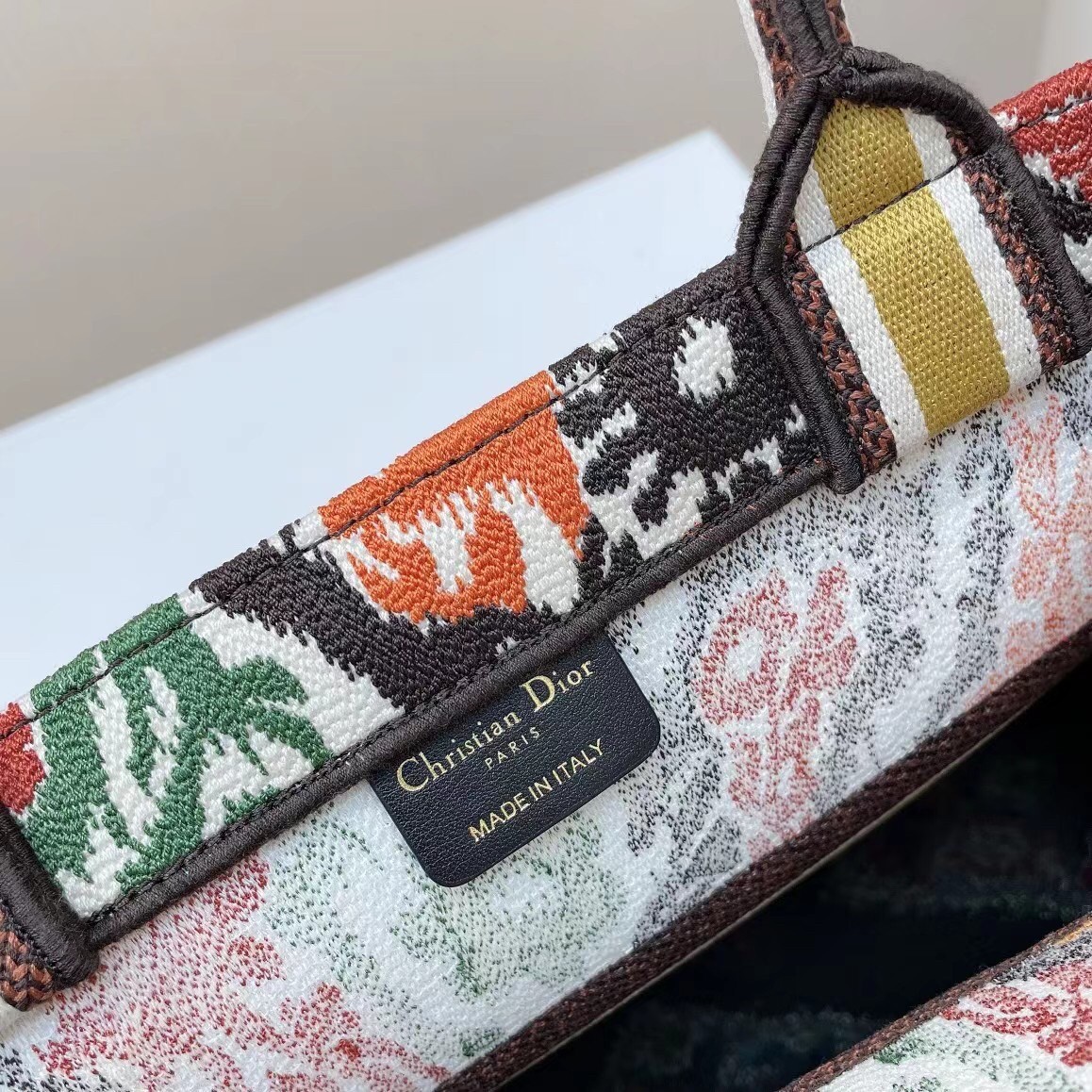 D*or book tote bag in yellow multicolor D*or paisley embroidery