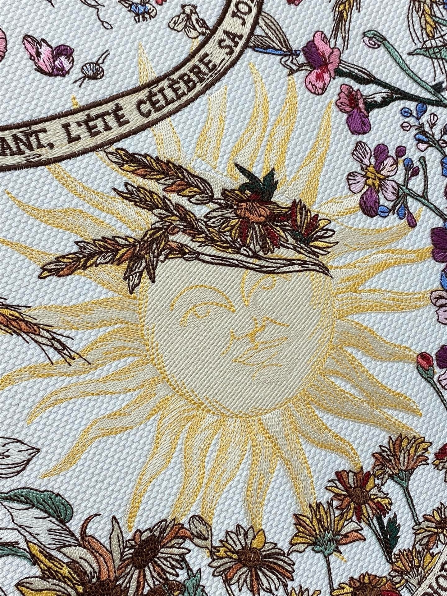 D*or large book tote bag in D*or 4 saisons Été soleil embroidery