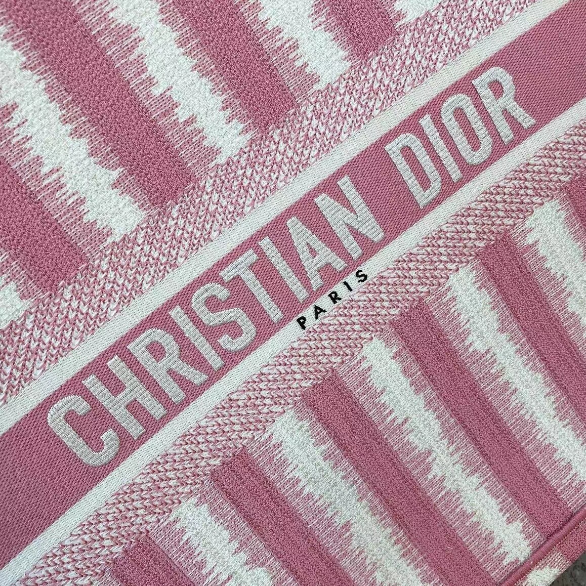 D*or book tote bag in pink d-stripes embroidery
