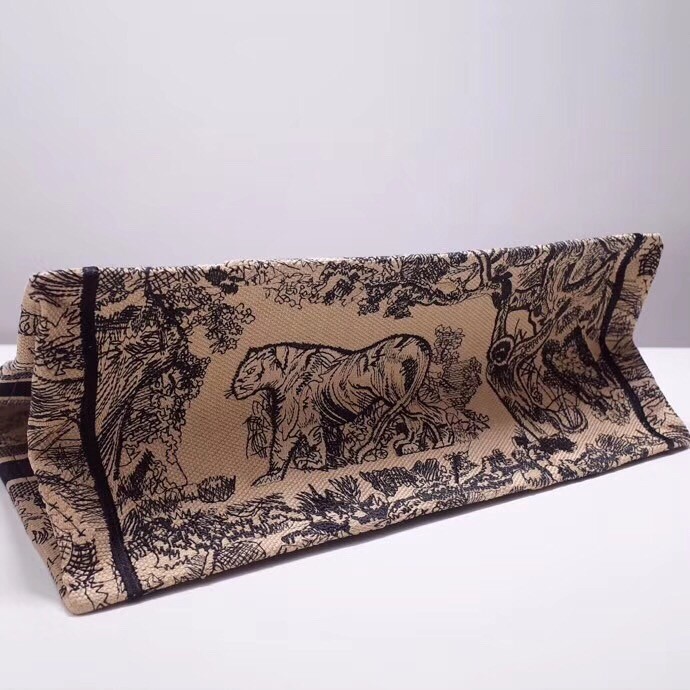 D*or book tote bag in blue toile de jouy canvas