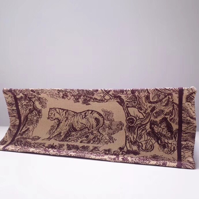 D*or book tote bag in burgundy toile de jouy canvas