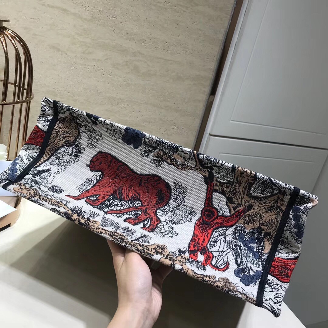 D*or book tote bag in multicolour toile de jouy
