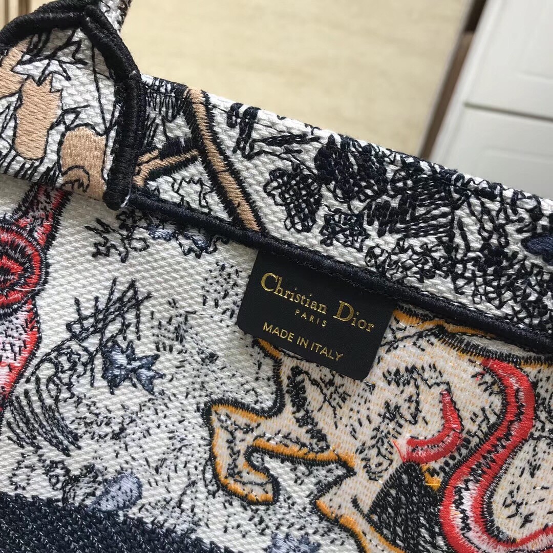 D*or book tote bag in multicolour toile de jouy