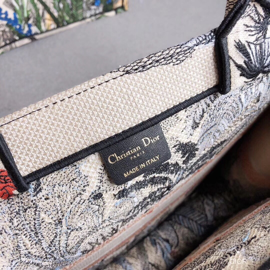 D*or book tote bag in denim blue toile de jouy tropicalia