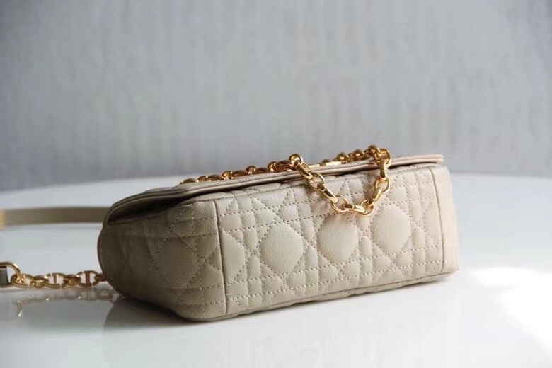 D*or small caro bag in beige cannage calfskin