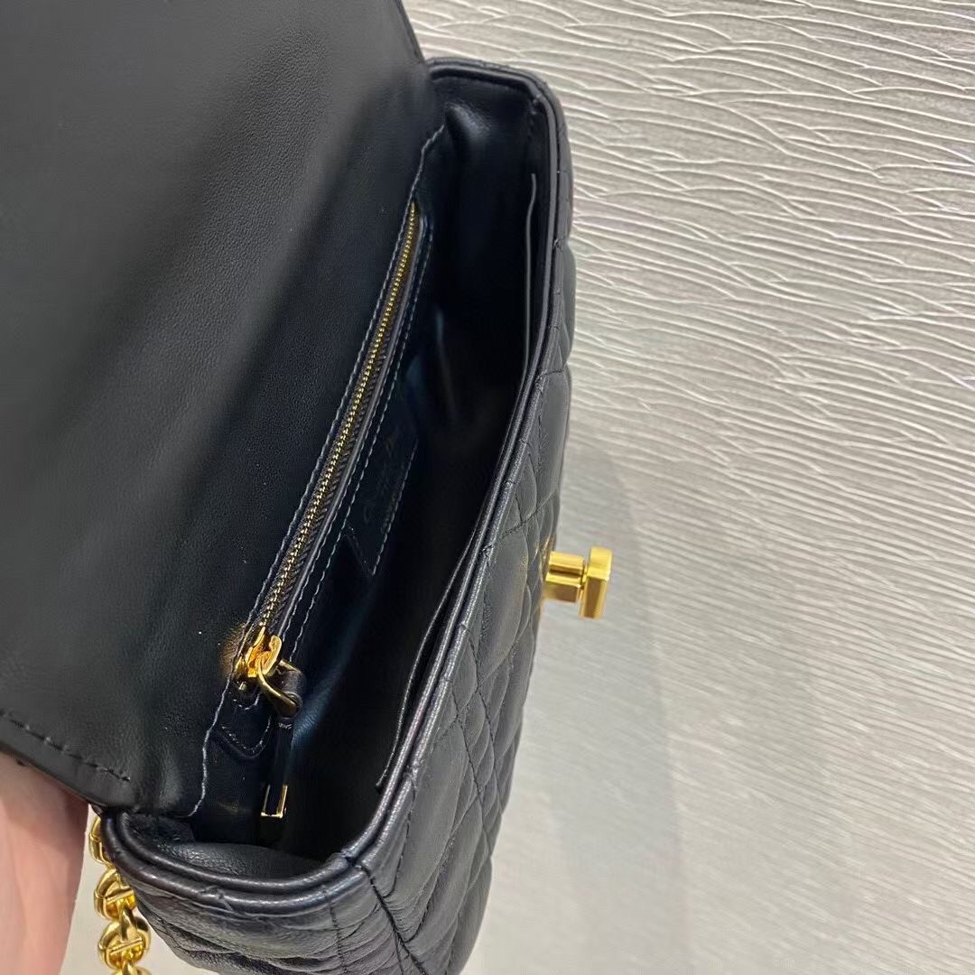 D*or small caro bag in black cannage calfskin