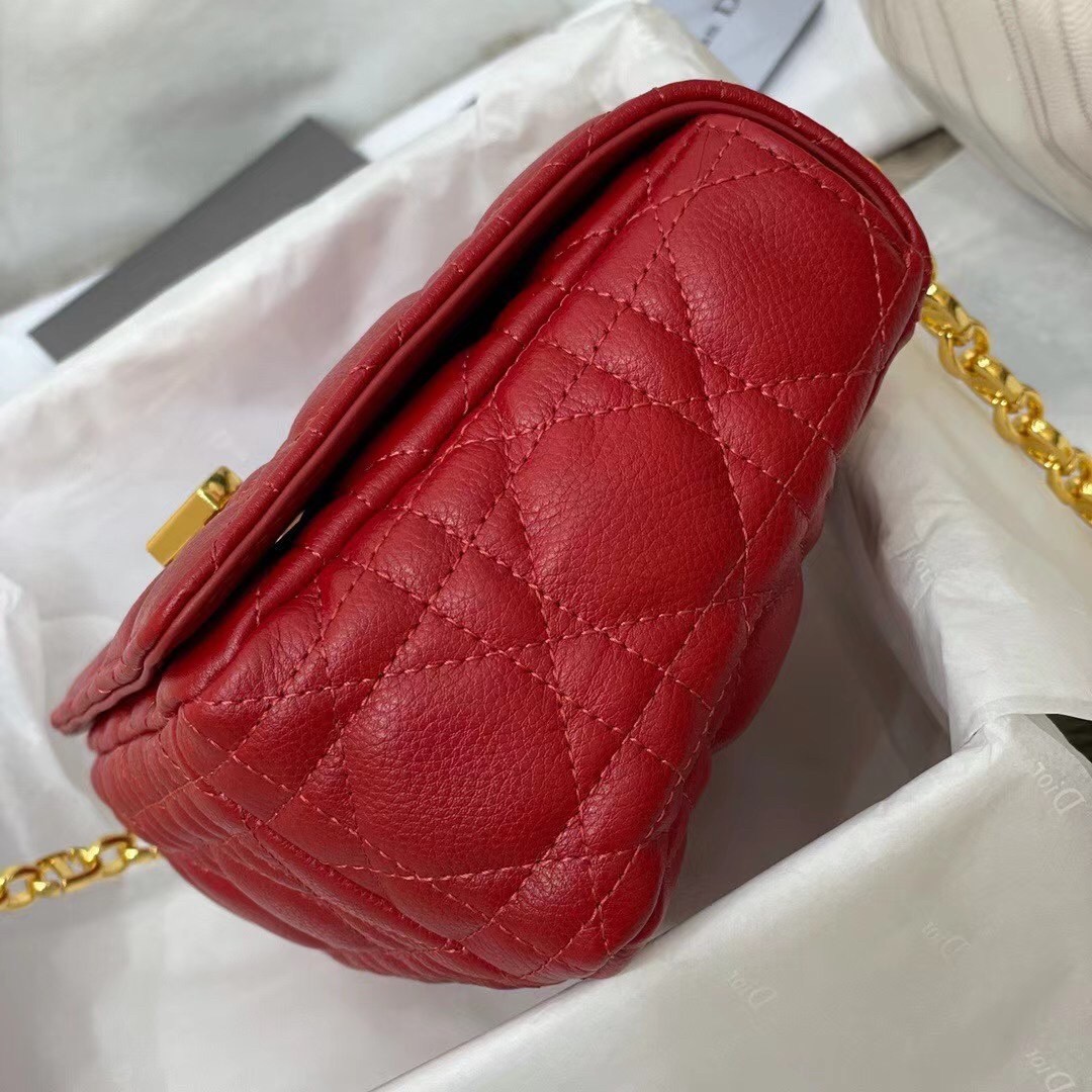 D*or small caro bag in red cannage calfskin