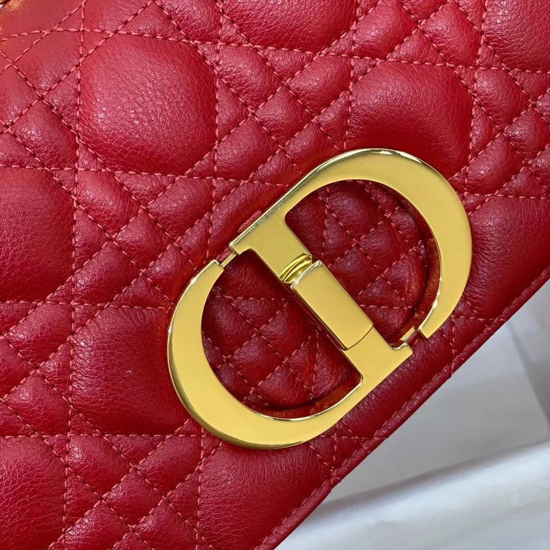 D*or small caro bag in red cannage calfskin