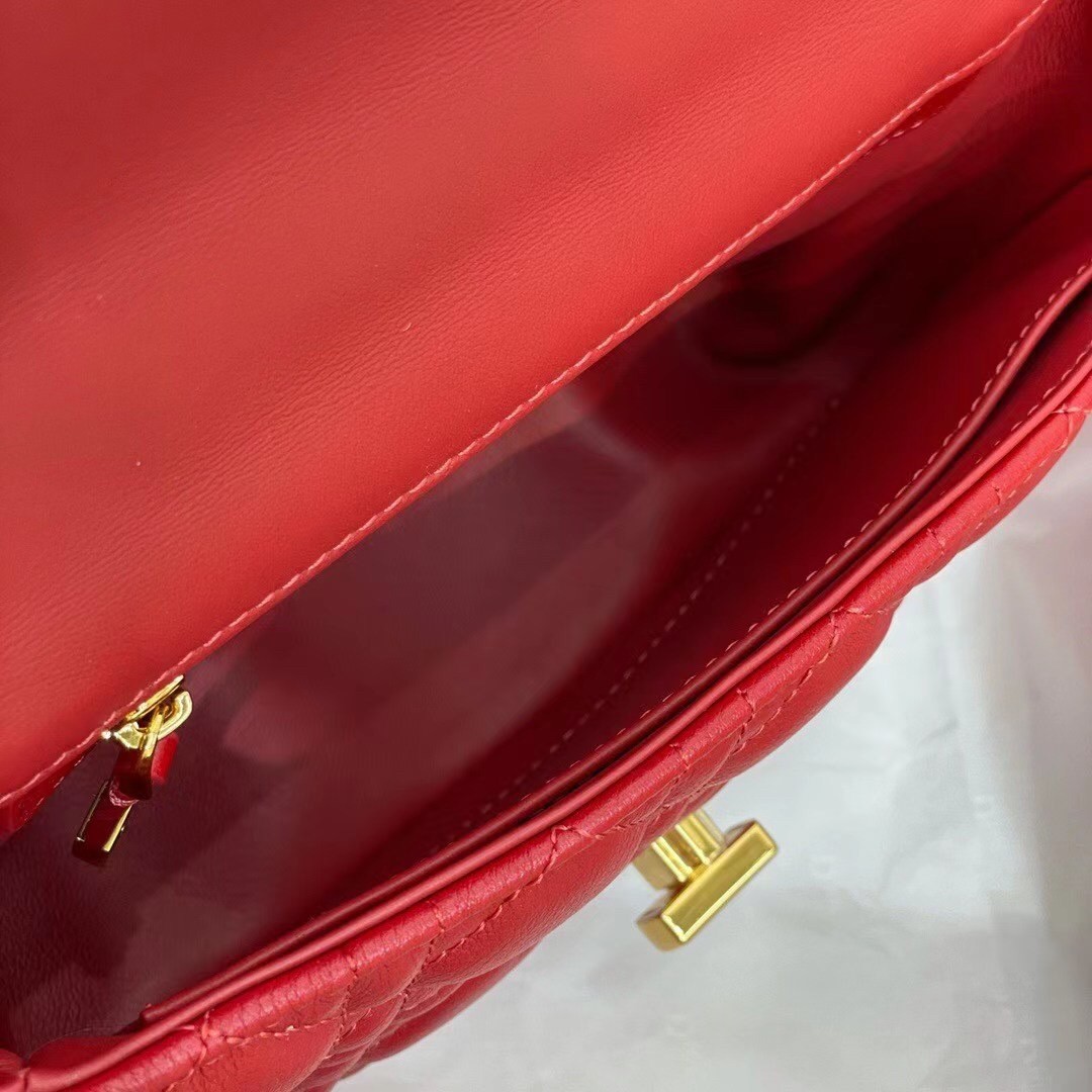 D*or small caro bag in red cannage calfskin