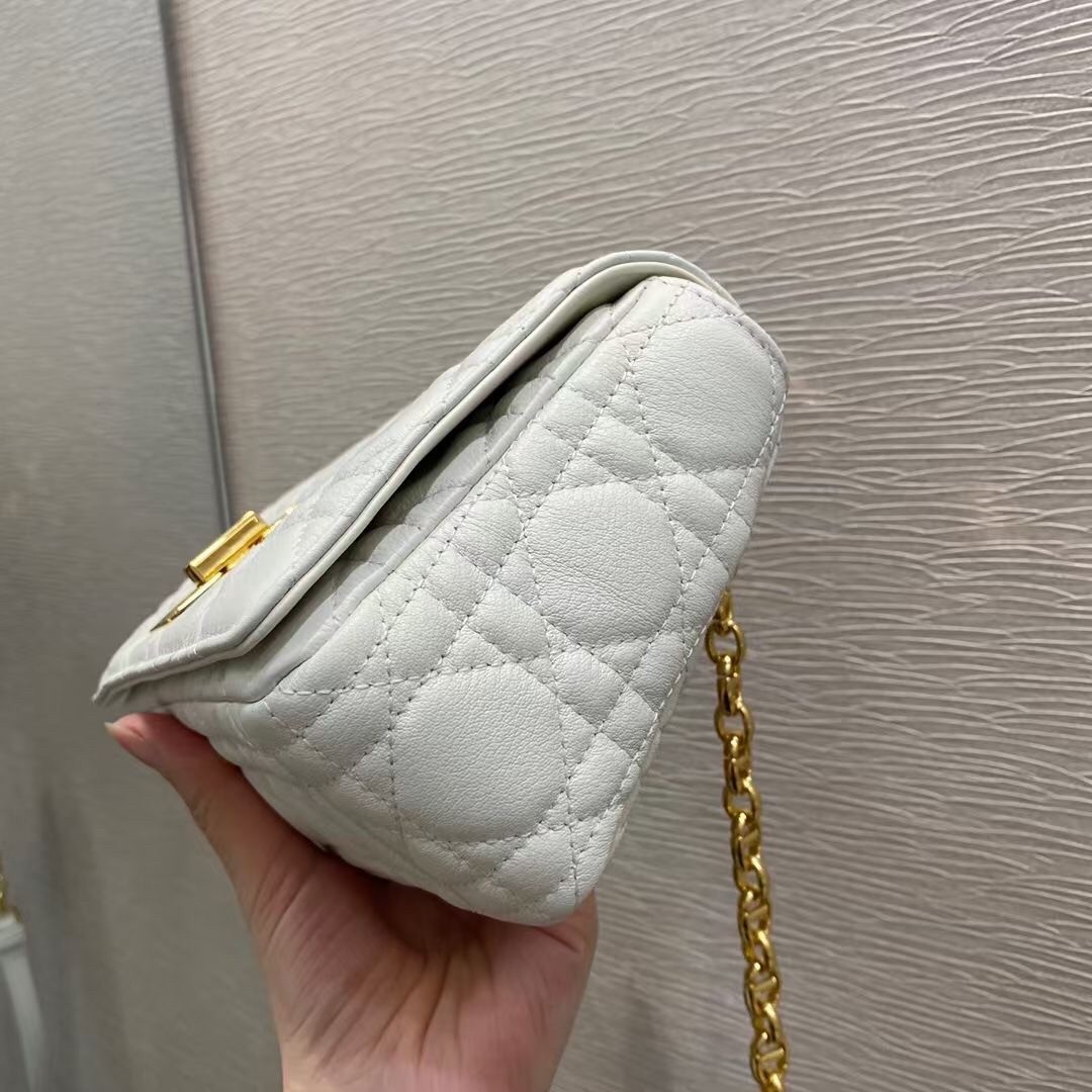 D*or small caro bag in white cannage calfskin