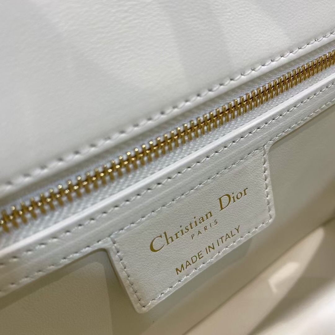 D*or small caro bag in white cannage calfskin