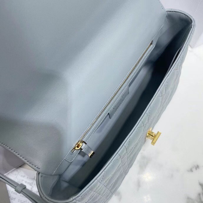 D*or caro medium bag in grey cannage calfskin