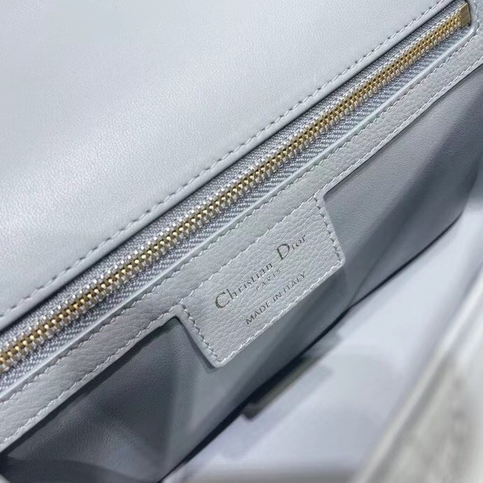 D*or caro medium bag in grey cannage calfskin