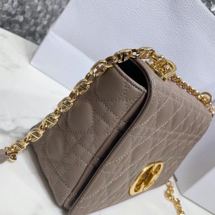 D*or caro medium bag in taupe cannage calfskin