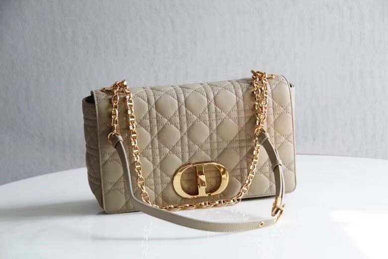 D*or large caro bag in beige cannage calfskin