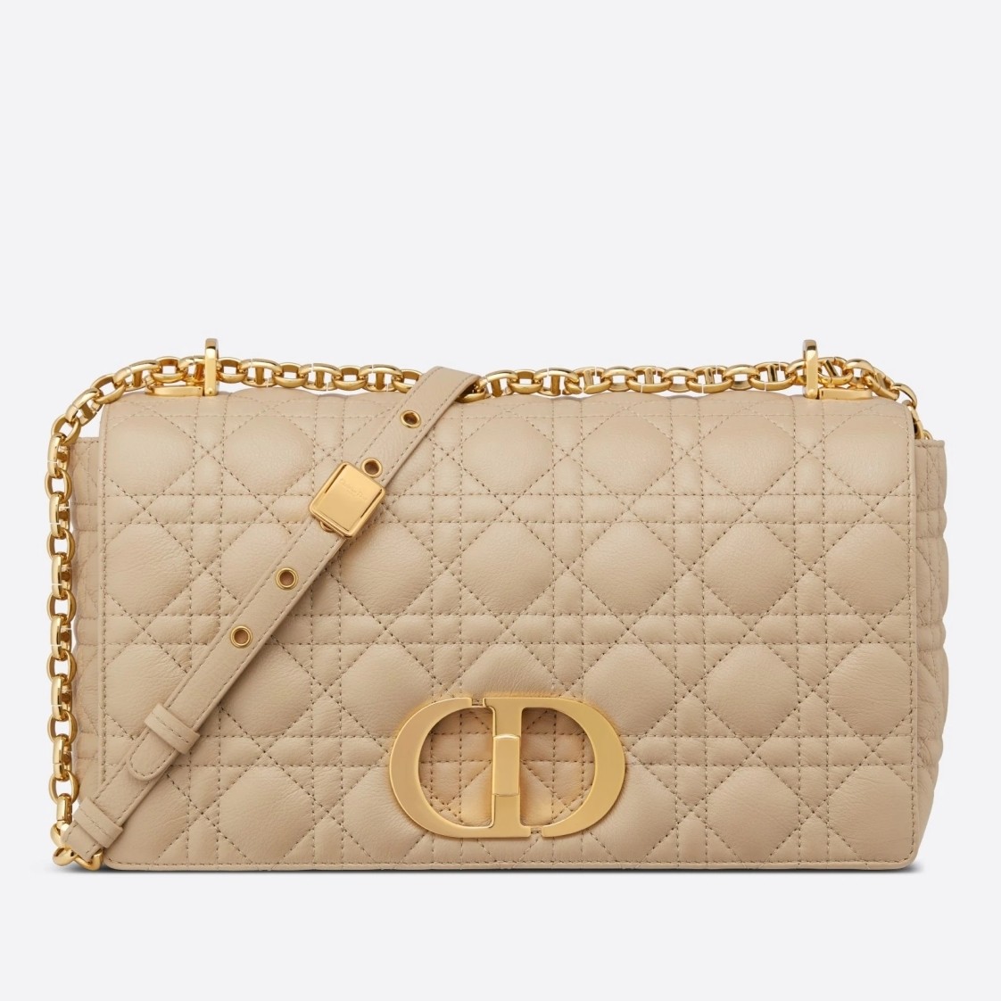 D*or large caro bag in beige cannage calfskin